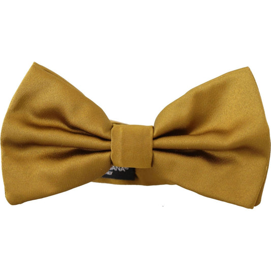 Dolce & Gabbana Elegant Mustard Yellow Silk Bow Tie yellow-mustard-100-silk-butterfly-papillon-tie IMG_7364-scaled-a5e959b5-05d.jpg