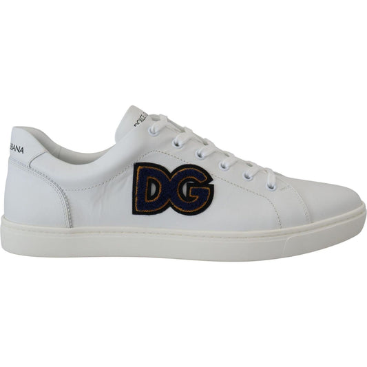 Dolce & Gabbana Elegant White Leather Men's Sneakers white-leather-dg-logo-casual-sneakers-shoes