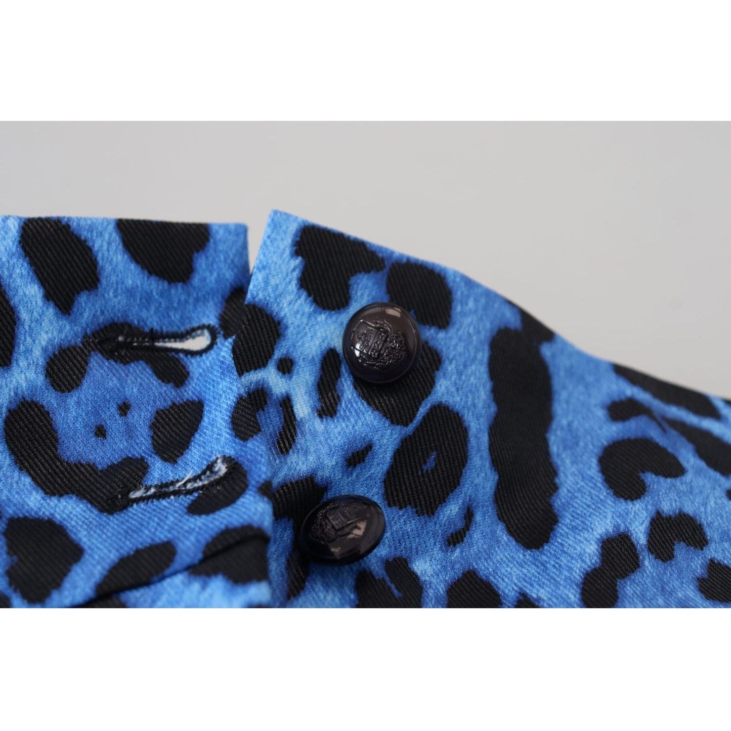Dolce & Gabbana Elegant High Waist Straight Pants blue-leopard-print-high-waist-pants