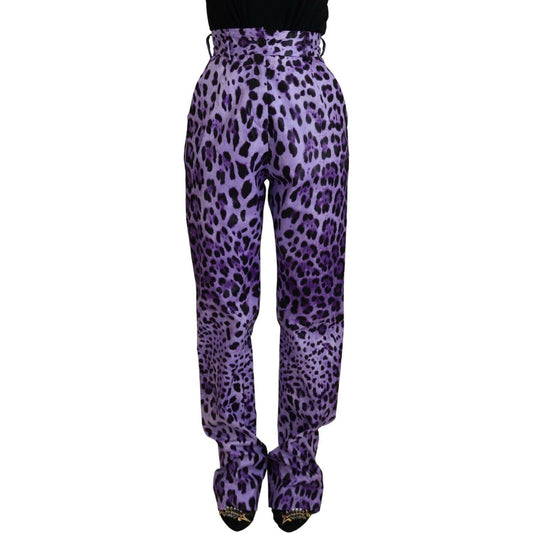 Dolce & Gabbana Elegant High Waist Straight Purple Pants purple-leopard-print-high-waist-pants IMG_7381-scaled-162c4f7a-9f5.jpg