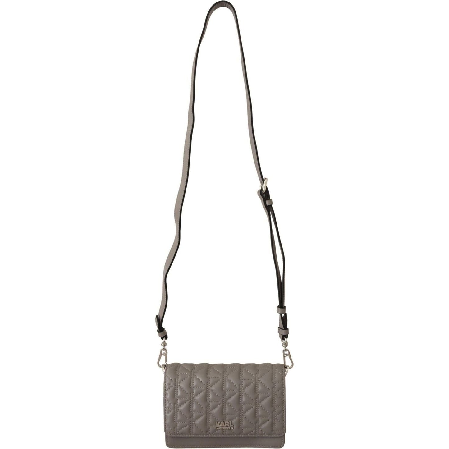 Karl Lagerfeld Elegant Grey Leather Crossbody Bag light-grey-leather-crossbody-bag