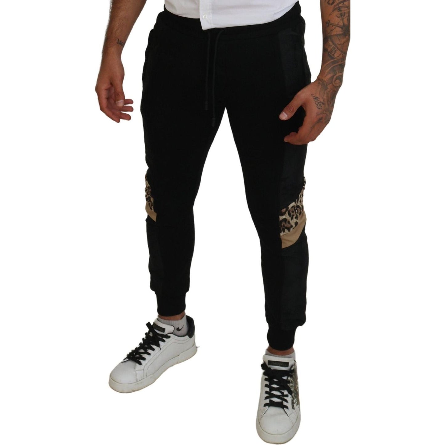 Dolce & Gabbana Elegant Black Jogger Pants for the Modern Man black-polyester-skinny-jogger-men-pants