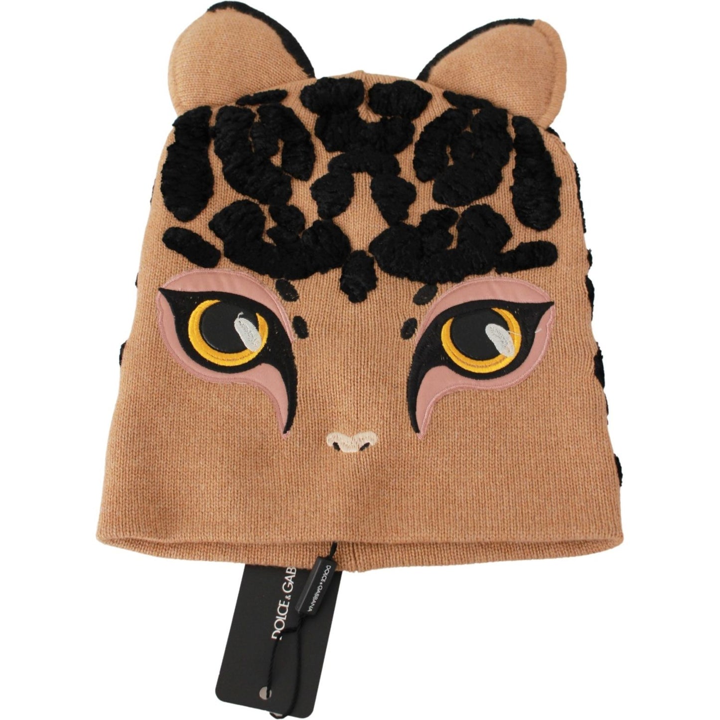 Dolce & Gabbana Elegant Cashmere Blend Embroidered Beanie Beanie Hat brown-cats-eye-embroidered-beanie-cashmere-hat IMG_7425-scaled-7d7b99f3-20e.jpg