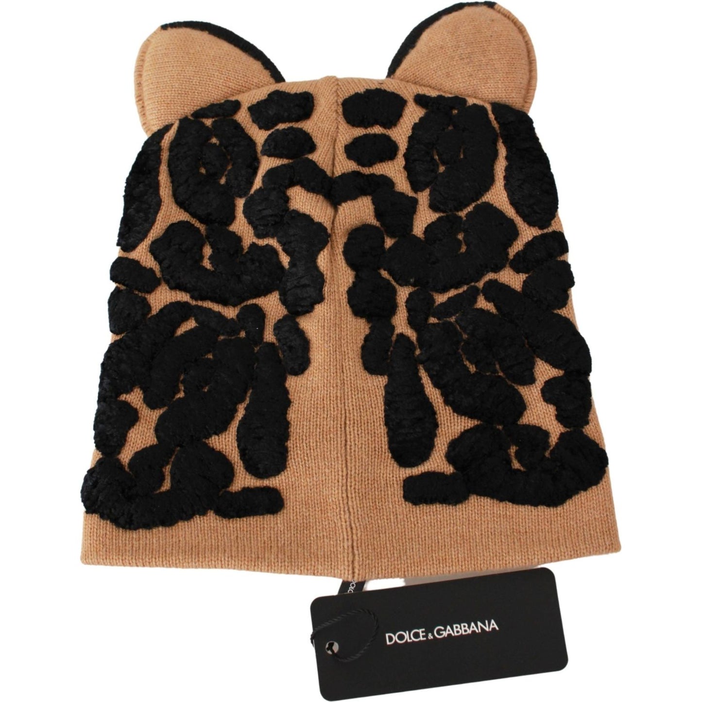 Dolce & Gabbana Elegant Cashmere Blend Embroidered Beanie Beanie Hat brown-cats-eye-embroidered-beanie-cashmere-hat