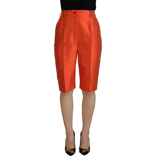 Dolce & Gabbana Elegant Silk High-Waist Cropped Pants orange-silk-high-waist-cropped-pants IMG_7438-scaled-1845e0e3-840.jpg