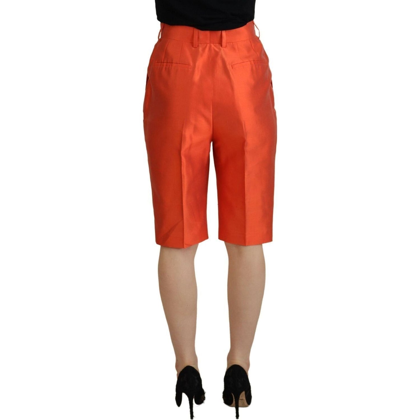 Dolce & Gabbana Elegant Silk High-Waist Cropped Pants orange-silk-high-waist-cropped-pants