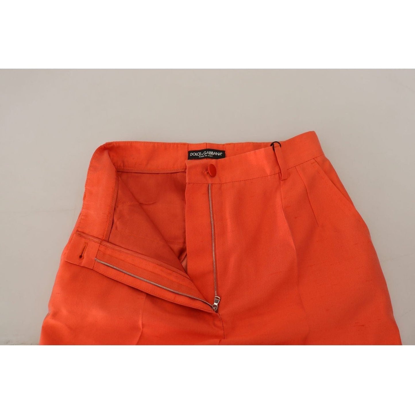 Dolce & Gabbana Elegant Silk High-Waist Cropped Pants orange-silk-high-waist-cropped-pants IMG_7441-scaled-c973f10b-bdd.jpg
