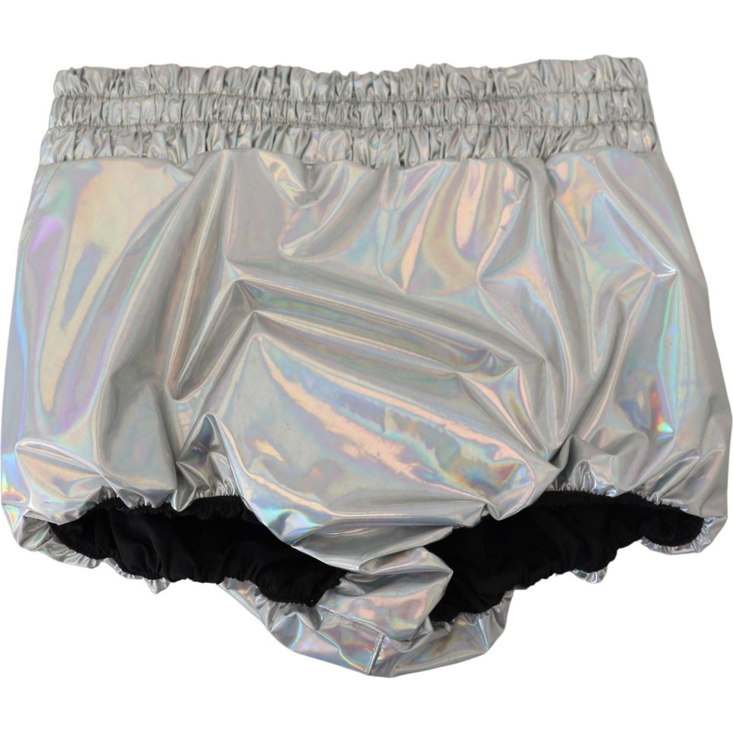 Dolce & Gabbana Elevated Elegance Silver High Waist Shorts silver-holographic-high-waist-hot-pants-shorts