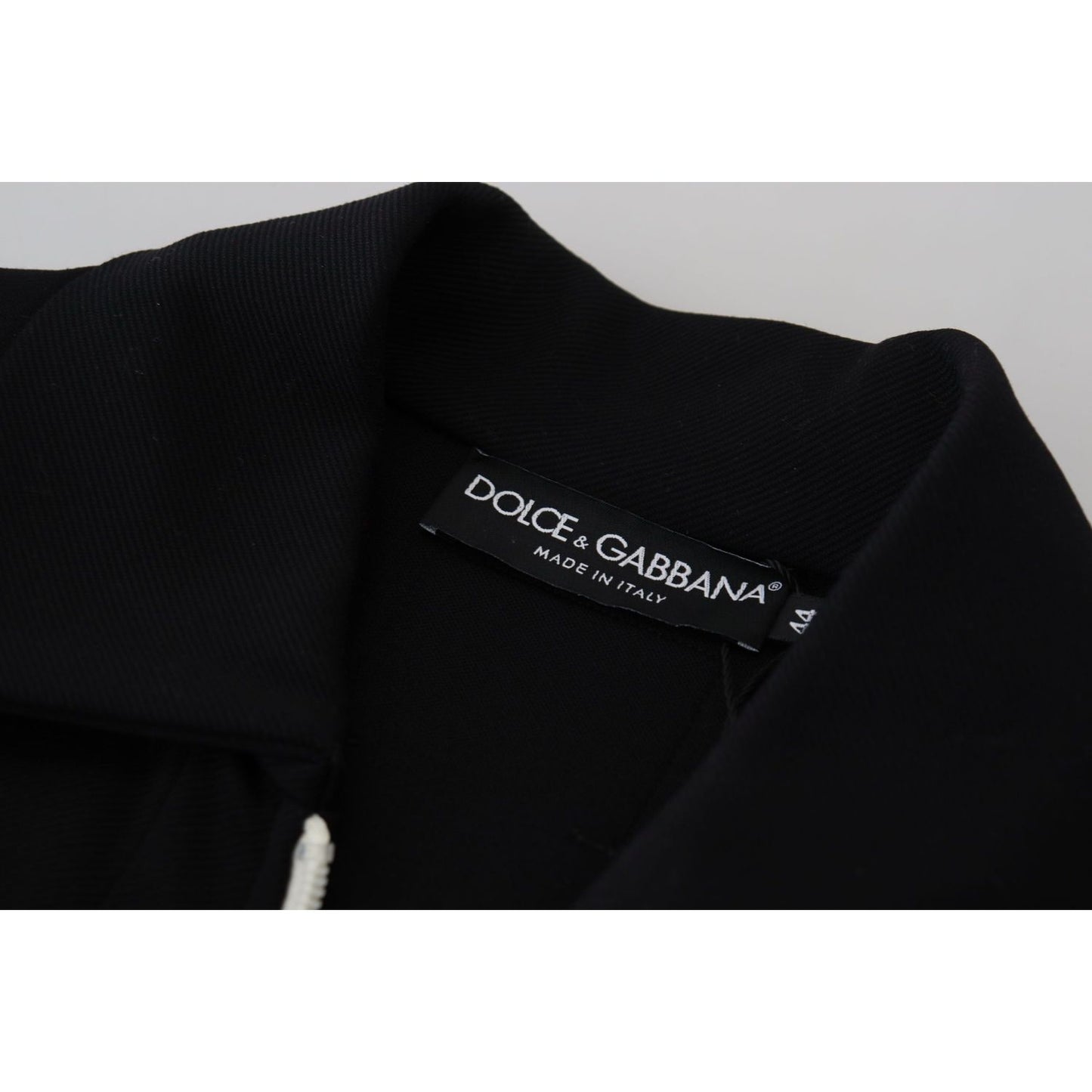 Dolce & Gabbana Elegant Full Zip Black and White Sweater black-nylon-full-zip-cardigan-logo-sweater