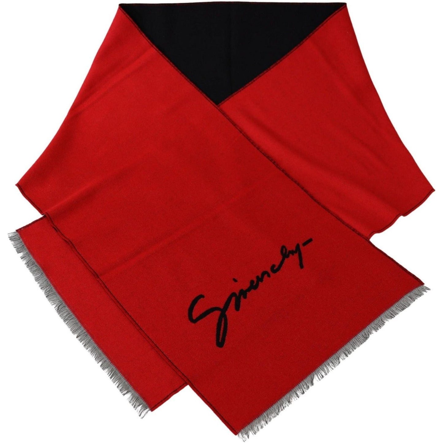 Givenchy Elegant Red Wool Blend Unisex Scarf Wool Wrap Shawl Scarf red-black-wool-unisex-winter-warm-scarf-wrap-shawl