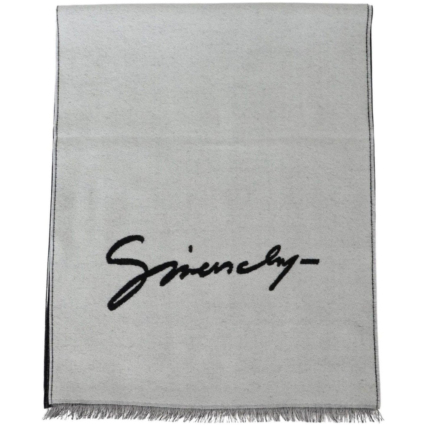 Givenchy Elegant Monochrome Wool-Silk Blend Scarf Wool Wrap Shawls black-white-wool-unisex-winter-warm-scarf-wrap-shawl IMG_7462-ce818ce3-ad5.jpg