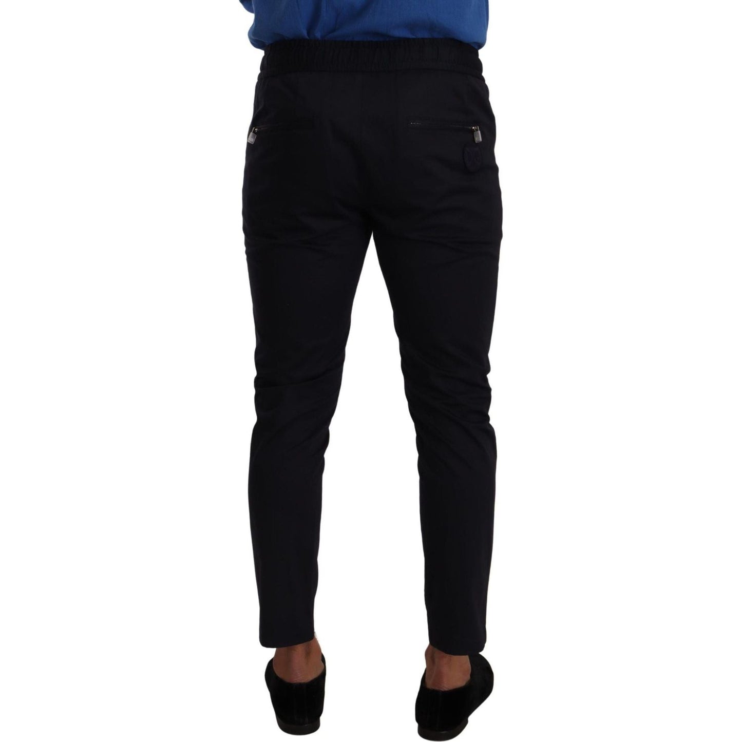 Dolce & Gabbana Elegant Dark Blue Skinny Jogging Pants blue-cotton-stretch-jogging-trouser-pants-1