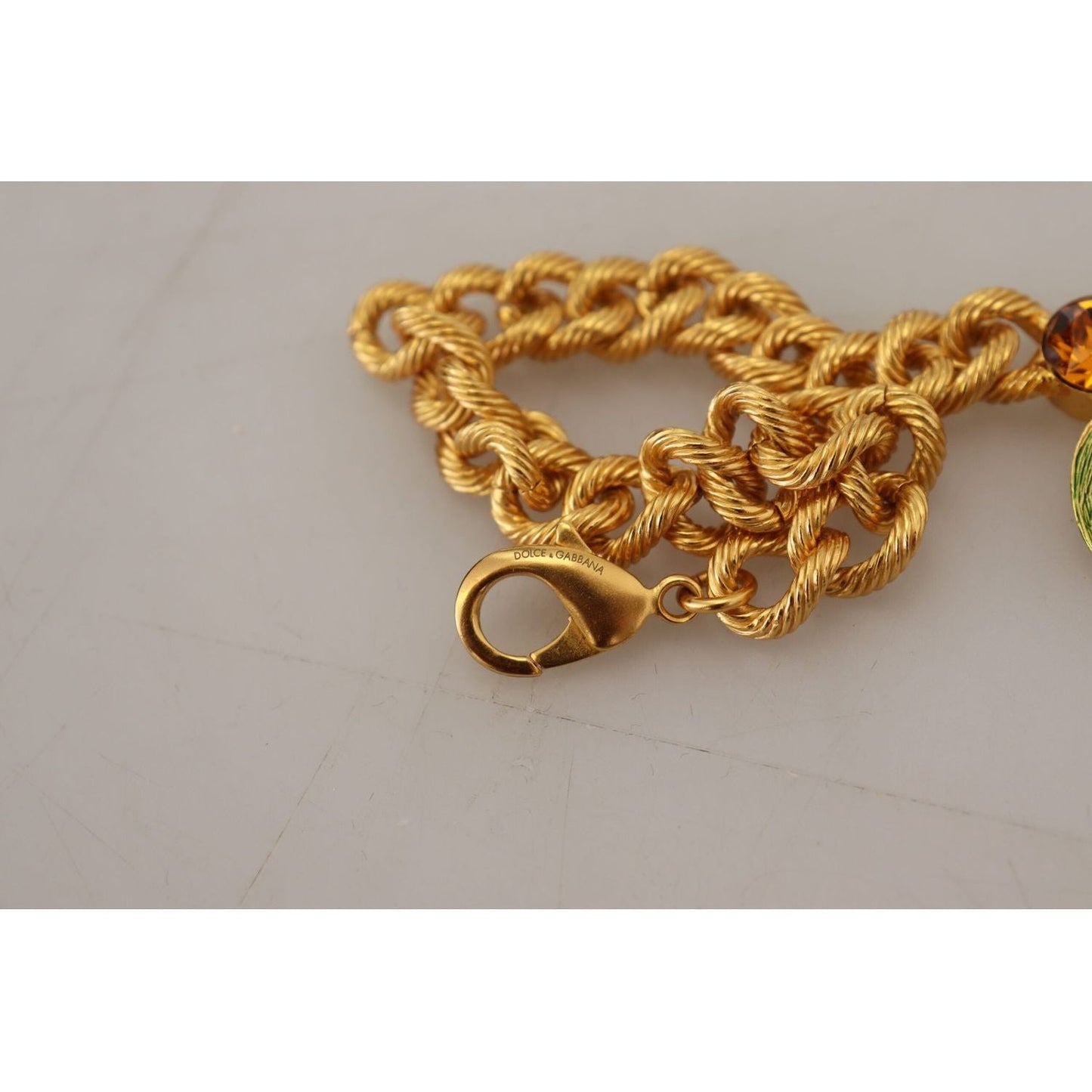 Dolce & Gabbana Elegant Floral Fruit Motif Gold Necklace gold-brass-crystal-logo-fruit-floral-statement-necklace IMG_7478-1-scaled-50bc6a59-20d.jpg