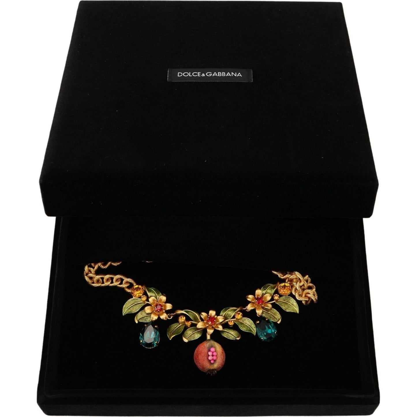 Dolce & Gabbana Elegant Floral Fruit Motif Gold Necklace gold-brass-crystal-logo-fruit-floral-statement-necklace IMG_7483-1-bdeb47d3-3f6.jpg