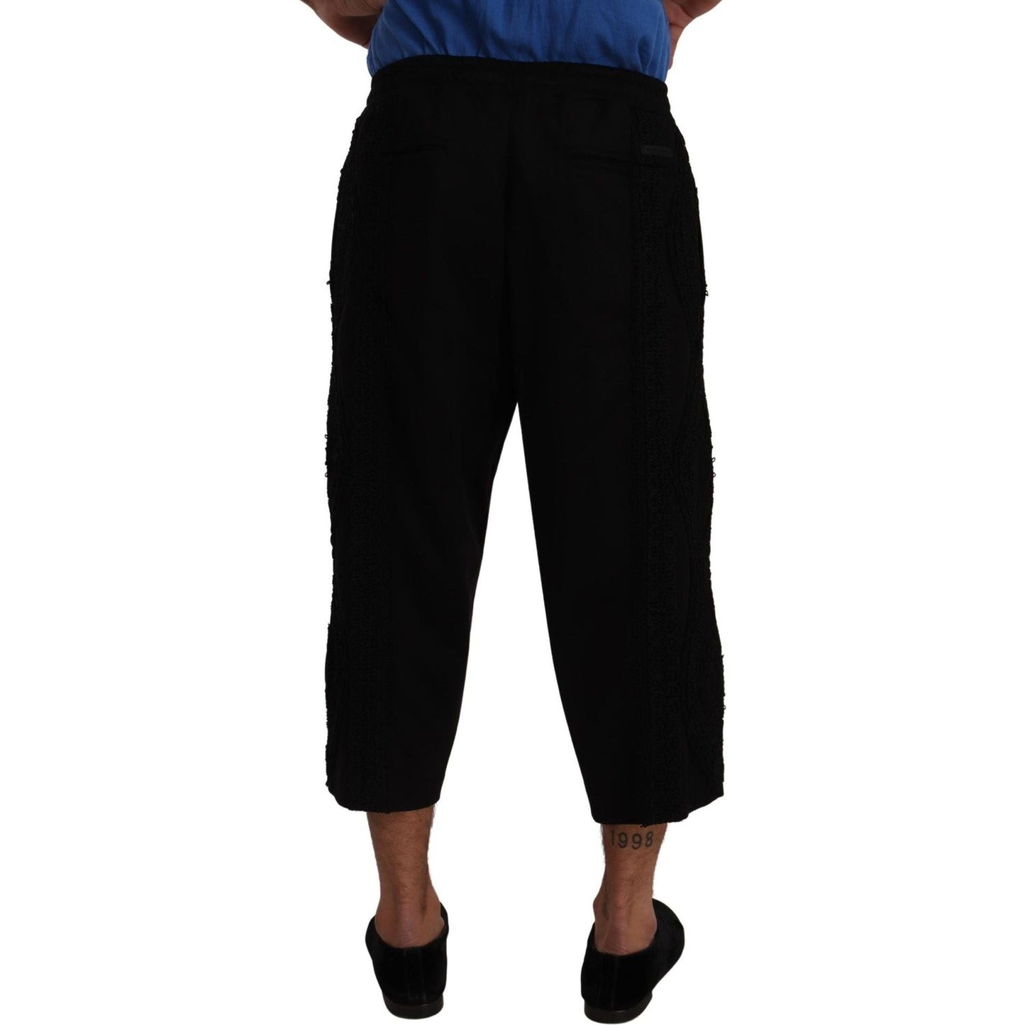 Dolce & Gabbana Elegant Black Cropped Torero Pants black-cotton-torero-sweatpants-shorts-pants