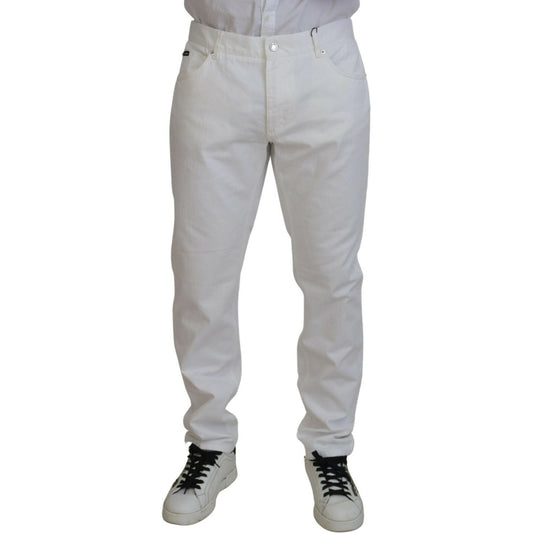 Dolce & Gabbana Elegant White Cotton Denim Jeans white-cotton-comfort-fit-denim-jeans IMG_7486-scaled-e268a0b3-c5c.jpg