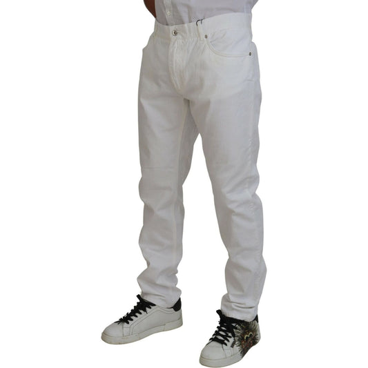 Dolce & Gabbana Elegant White Cotton Denim Jeans white-cotton-comfort-fit-denim-jeans IMG_7487-scaled-f020891c-012.jpg