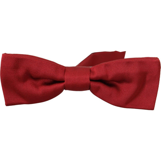 Dolce & Gabbana Elegant Silk Red Bow Tie red-100-silk-slim-adjustable-neck-papillon-bow-tie-2 IMG_7491-scaled-187363c6-839.jpg
