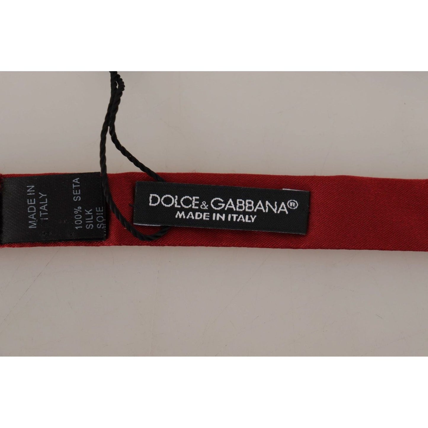 Dolce & Gabbana Elegant Silk Red Bow Tie red-100-silk-slim-adjustable-neck-papillon-bow-tie-2