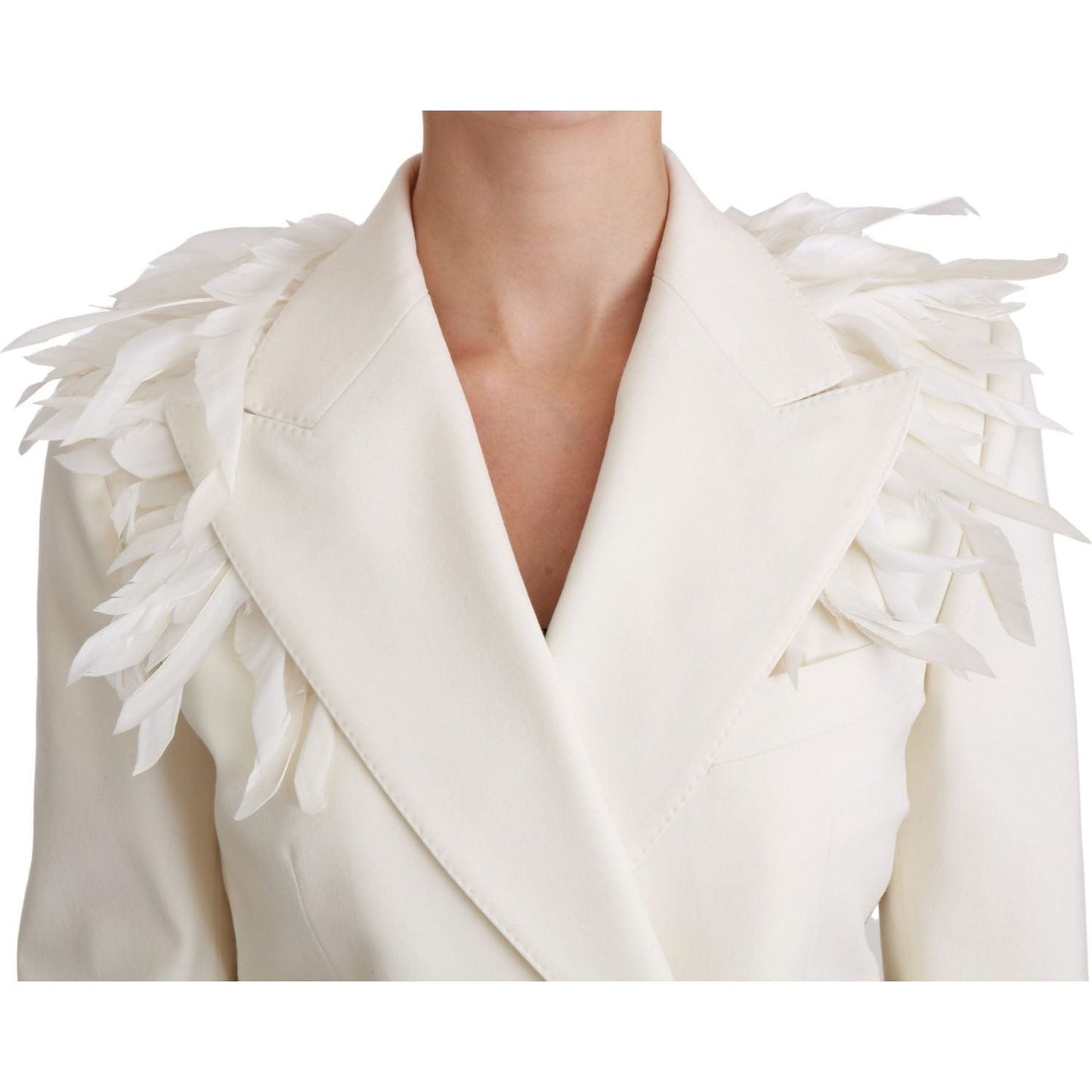 Dolce & Gabbana Elegant White Double Breasted Blazer Jacket Coats & Jackets white-double-breasted-coat-wool-jacket