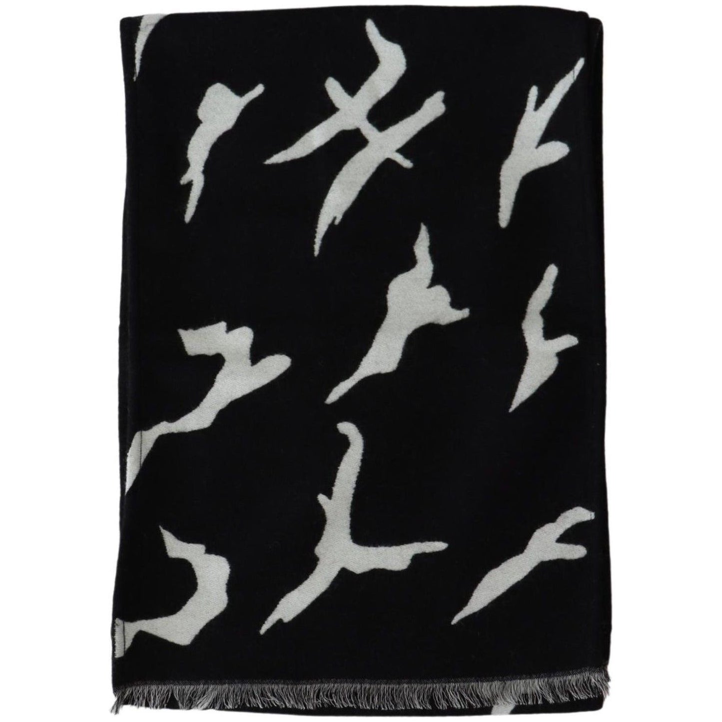 Givenchy Elegant Unisex Wool-Silk Scarf in Black & White Wool Wrap Shawls black-white-wool-unisex-winter-warm-scarf-wrap-shawl-1