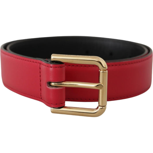 Dolce & Gabbana Elegant Red Leather Belt with Gold-Tone Buckle red-calf-leather-gold-tone-logo-metal-buckle-belt IMG_7501-1-e42a3ddd-7d0.jpg