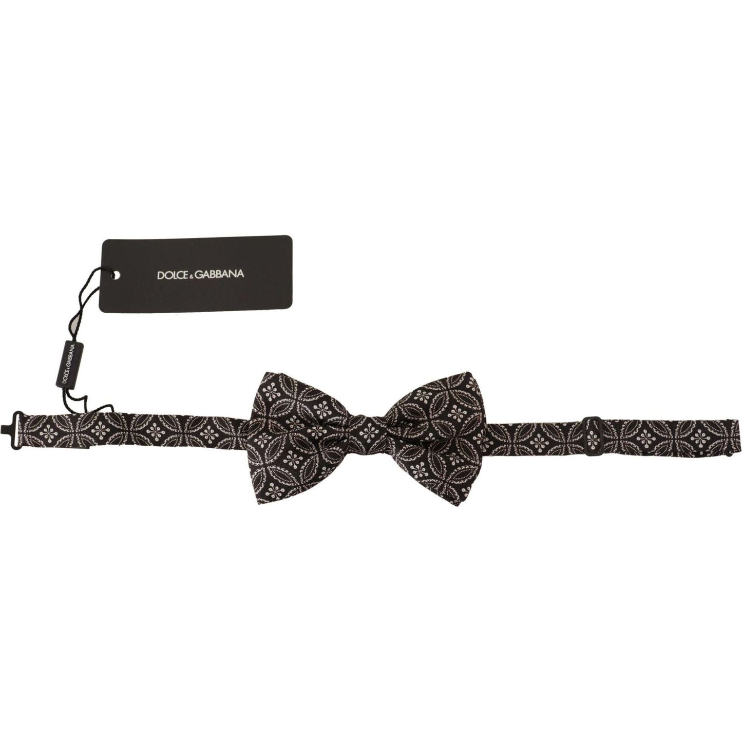 Dolce & Gabbana Elegant Black and White Silk Bow Tie black-white-100-silk-adjustable-neck-papillon-tie-1