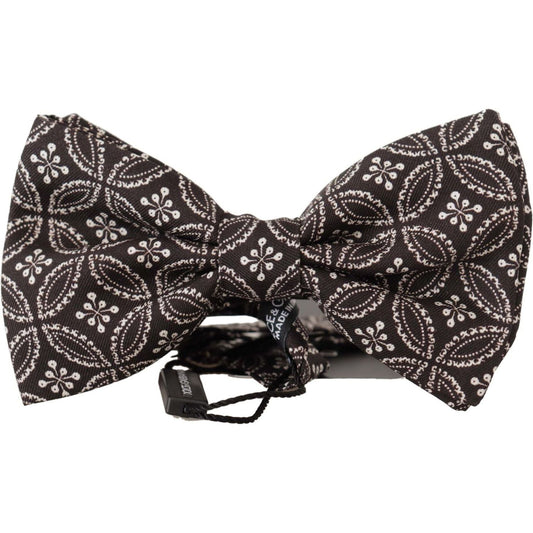 Dolce & Gabbana Elegant Black and White Silk Bow Tie black-white-100-silk-adjustable-neck-papillon-tie-1
