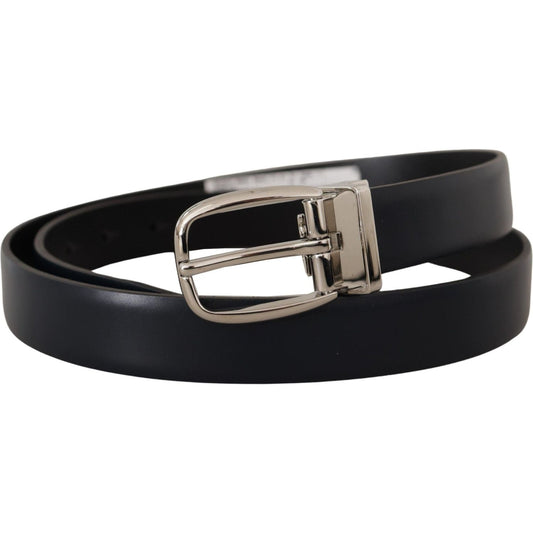 Dolce & GabbanaElegant Black Leather Belt with Silver BuckleMcRichard Designer Brands£239.00