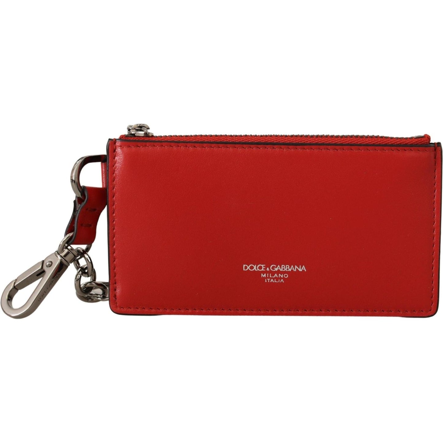 Dolce & Gabbana Elegant Leather Keychain in Vibrant Red red-leather-purse-silver-tone-keychain IMG_7532-scaled-5c39f955-967.jpg