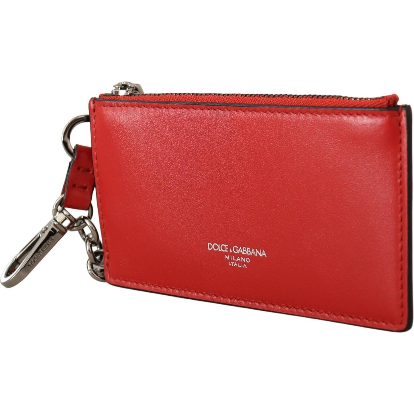 Dolce & Gabbana Elegant Leather Keychain in Vibrant Red red-leather-purse-silver-tone-keychain IMG_7533-1ffe2e52-635.jpg