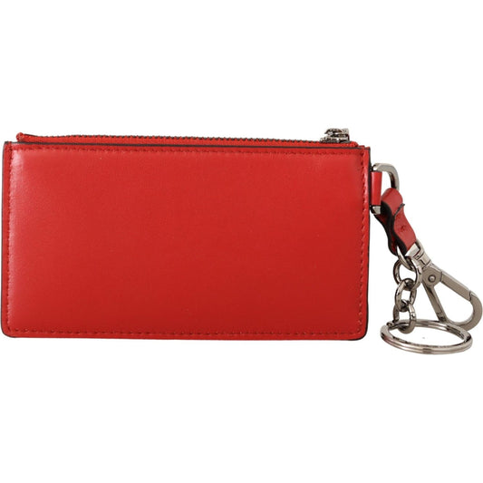 Dolce & Gabbana Elegant Leather Keychain in Vibrant Red red-leather-purse-silver-tone-keychain IMG_7534-scaled-cdbf8c11-0a4.jpg