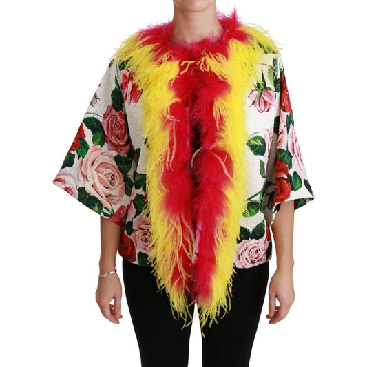 Dolce & GabbanaElegant Floral Cape Jacket with Fur DetailsMcRichard Designer Brands£1059.00