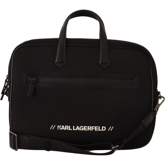 Karl Lagerfeld Black Nylon Laptop Crossbody Bag black-nylon-laptop-crossbody-bag