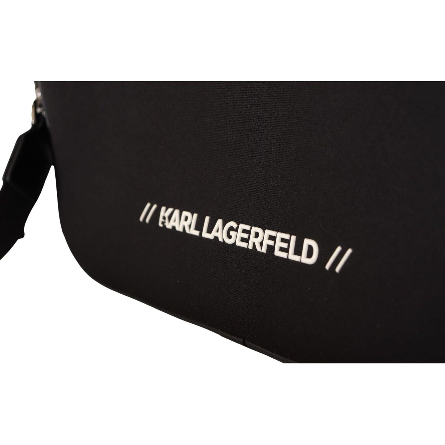 Karl Lagerfeld Sleek Nylon Laptop Crossbody Bag For Sophisticated Style black-nylon-laptop-crossbody-bag