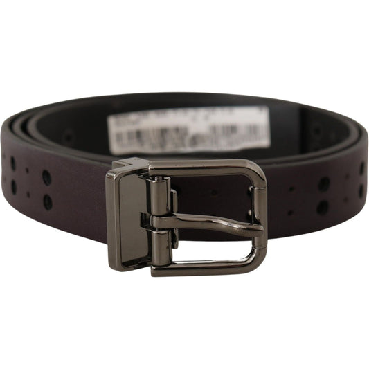 Dolce & Gabbana Burgundy Elegance Leather Belt burgundy-leather-perforated-metal-buckle-belt