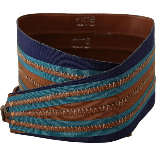 Exte Elegant Multicolor Leather Waist Belt WOMAN BELTS brown-leather-wide-waistband-tie-fastening-belt
