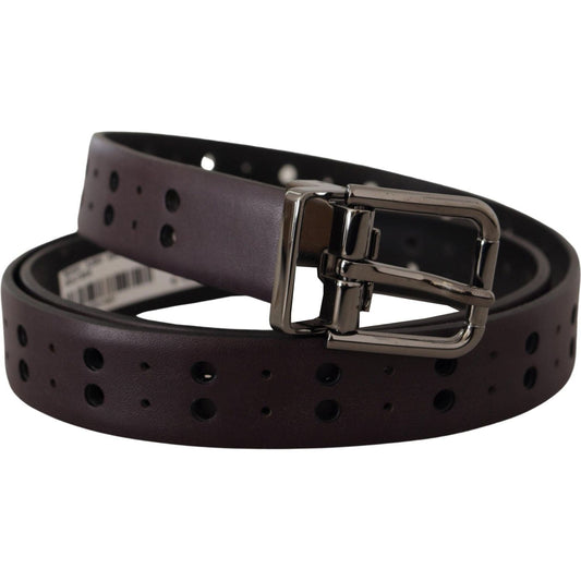 Dolce & Gabbana Burgundy Elegance Leather Belt burgundy-leather-perforated-metal-buckle-belt