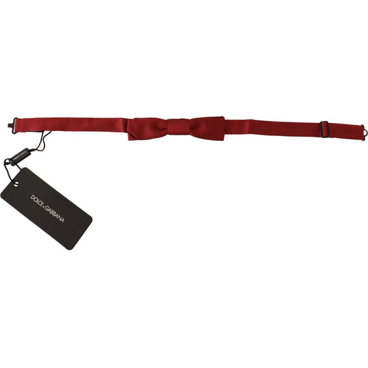 Dolce & Gabbana Elegant Red Silk Bow Tie red-100-silk-slim-adjustable-neck-papillon-bow-tie-4 IMG_7587-scaled-97337791-8c8.jpg