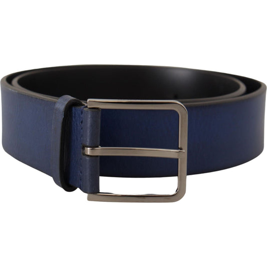 Dolce & Gabbana Elegant Italian Leather Belt in Blue blue-calf-leather-silver-metal-buckle-classic-belt
