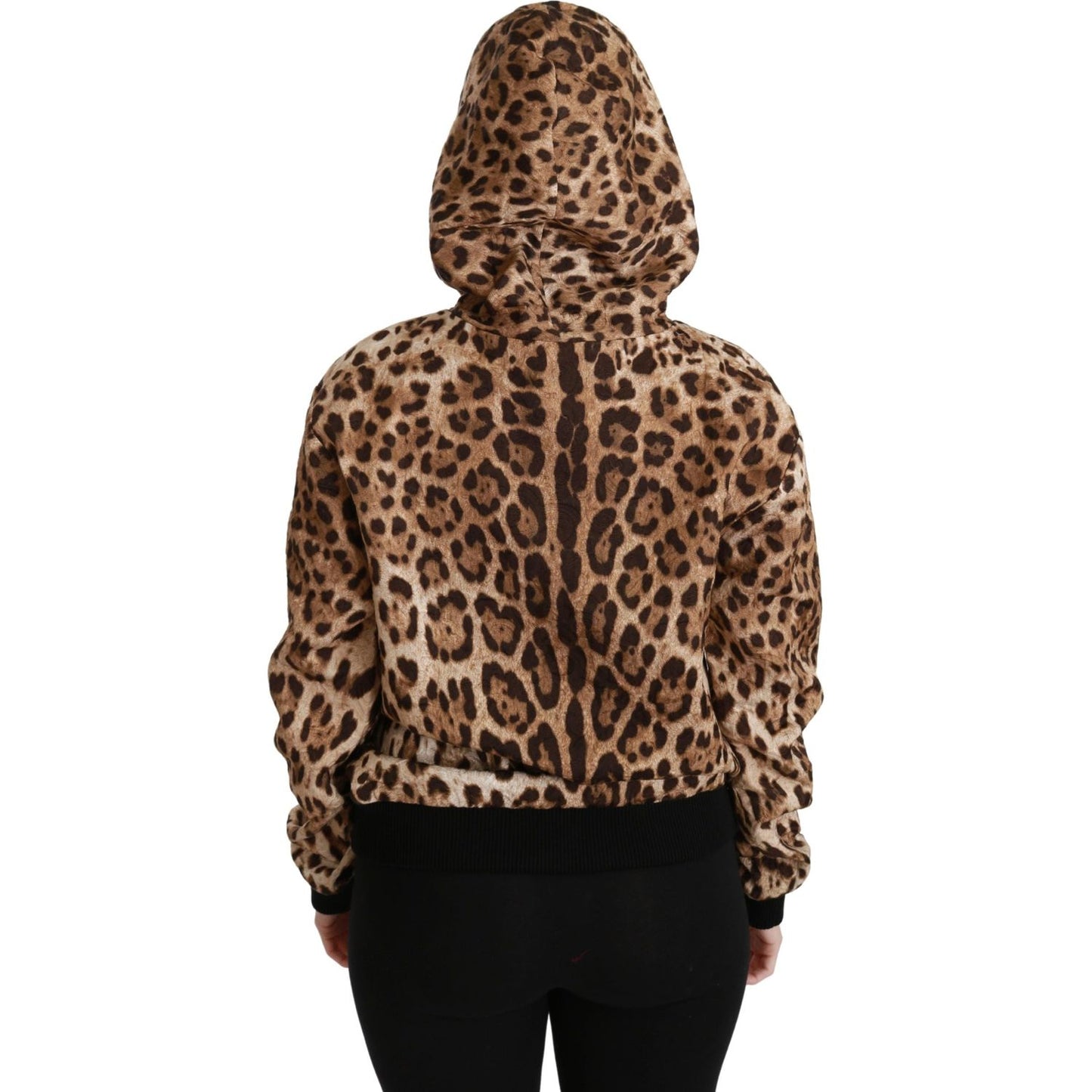 Dolce & Gabbana Elegant Leopard Print Hooded Sweater brown-hooded-studded-ayers-leopard-sweater