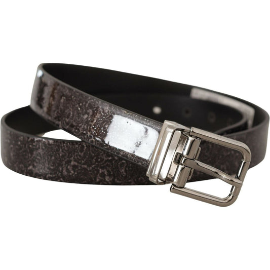 Dolce & Gabbana Sleek Grosgrain Leather Belt with Metal Buckle black-goccia-glitter-patent-leather-buckle-vernice-belt