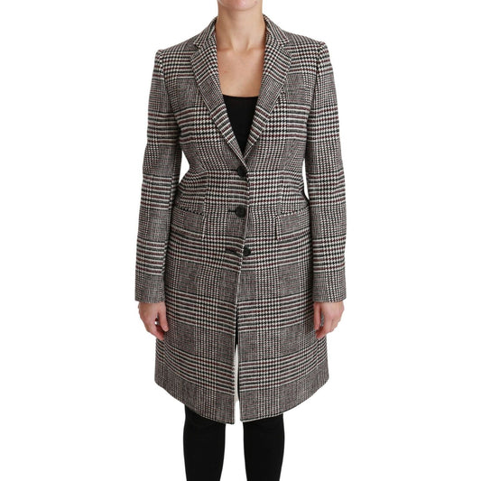 Dolce & Gabbana Elegant Multicolor Checked Knee-Length Jacket Coat Coats & Jackets multicolor-trench-knee-long-jacket-coat