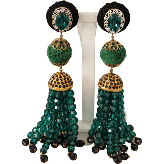 Dolce & Gabbana Elegant Crystal Drop Clip-On Earrings green-crystals-gold-tone-drop-clip-on-dangle-earrings IMG_7620-1-891935e8-ff3.jpg