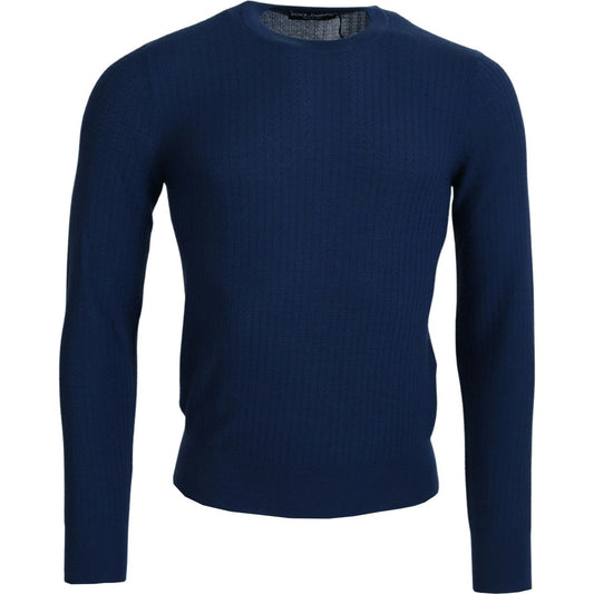 Dolce & GabbanaElegant Blue Cashmere-Silk Men's PulloverMcRichard Designer Brands£629.00