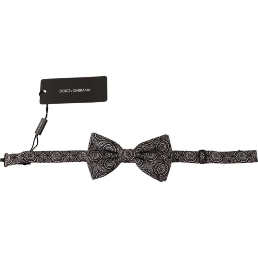 Dolce & Gabbana Elegant Black Silk Bow Tie black-white-100-silk-adjustable-neck-papillon-tie-2