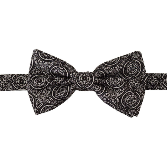 Dolce & Gabbana Elegant Black Silk Bow Tie black-white-100-silk-adjustable-neck-papillon-tie-2