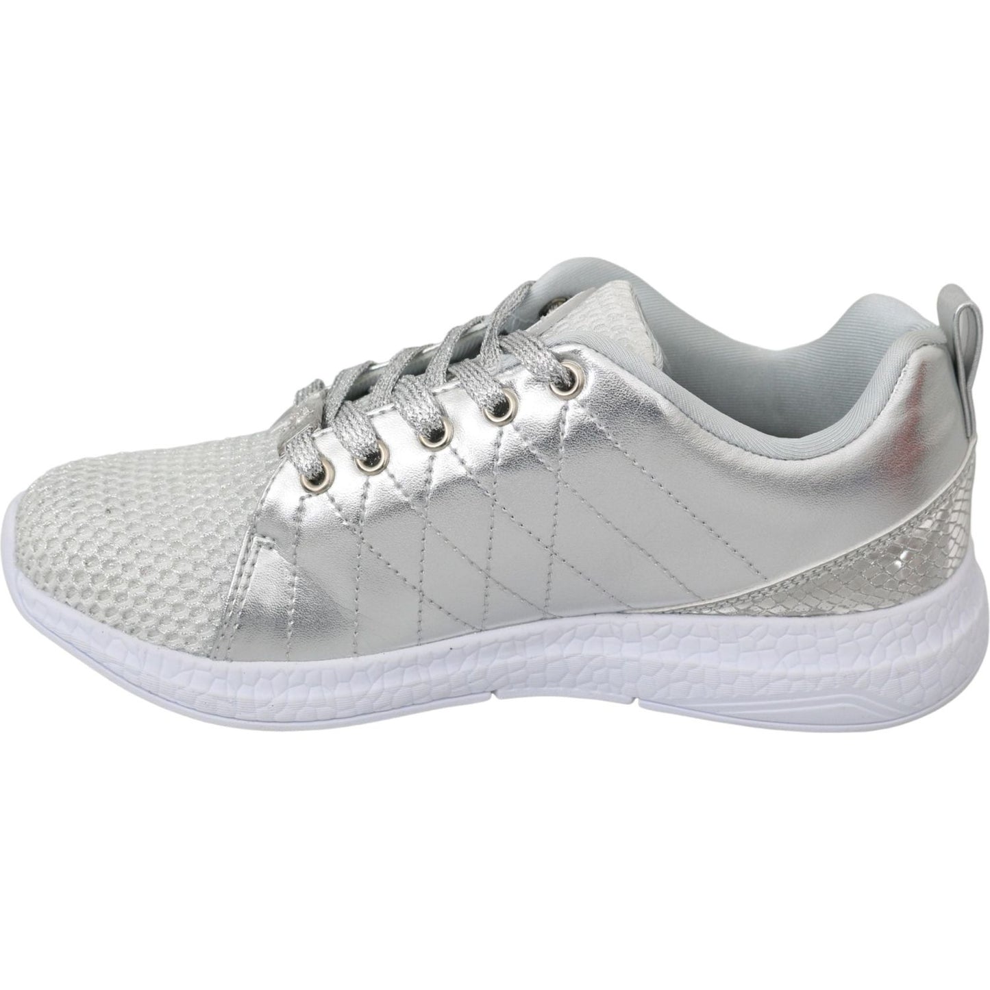 Philipp Plein Sleek Silver Sneakers for Trendsetters WOMAN SNEAKERS gisella-silver-polyester-sneakers-shoes