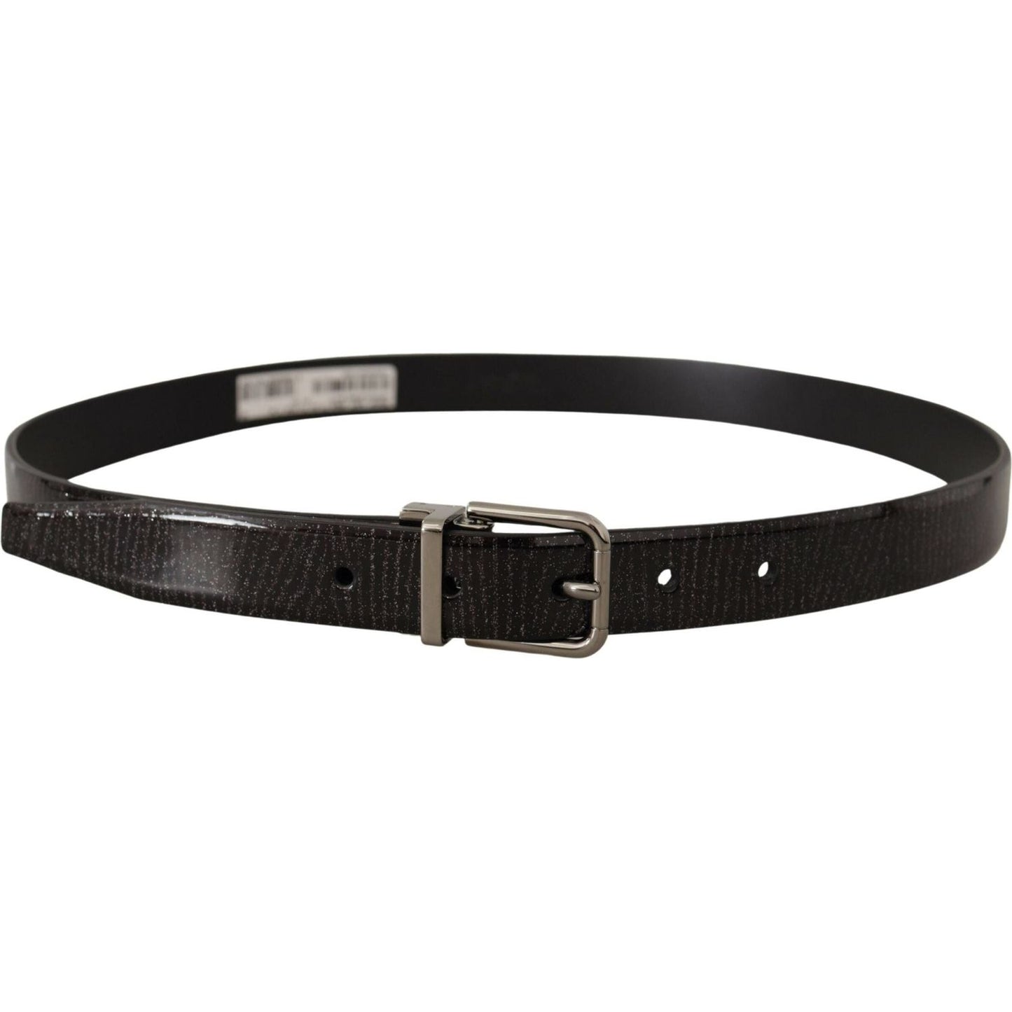 Dolce & Gabbana Elegant Black Leather Belt with Silver Buckle black-leather-vernice-metal-buckle-belt
