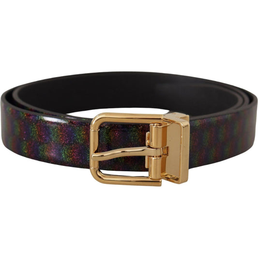 Dolce & Gabbana Elegant Vernice Leather Belt with Silver Buckle black-vernice-dama-glitter-leather-gold-tone-metal-belt